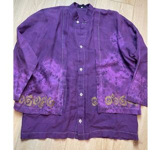 Shirin Guild Purple Linen Button Down Shirt – Hand Dyed – Size S